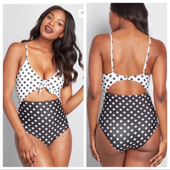 Modcloth Other - Modcloth The Sienna Black and White Polka Dot One Piece Swimsuit Size Small